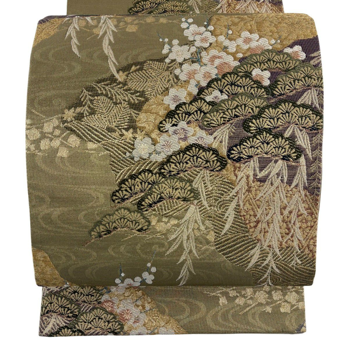 美品】 袋帯 秀品 鈴乃屋 橘 竹 金糸 箔 金色 六通 正絹｜中古・古着