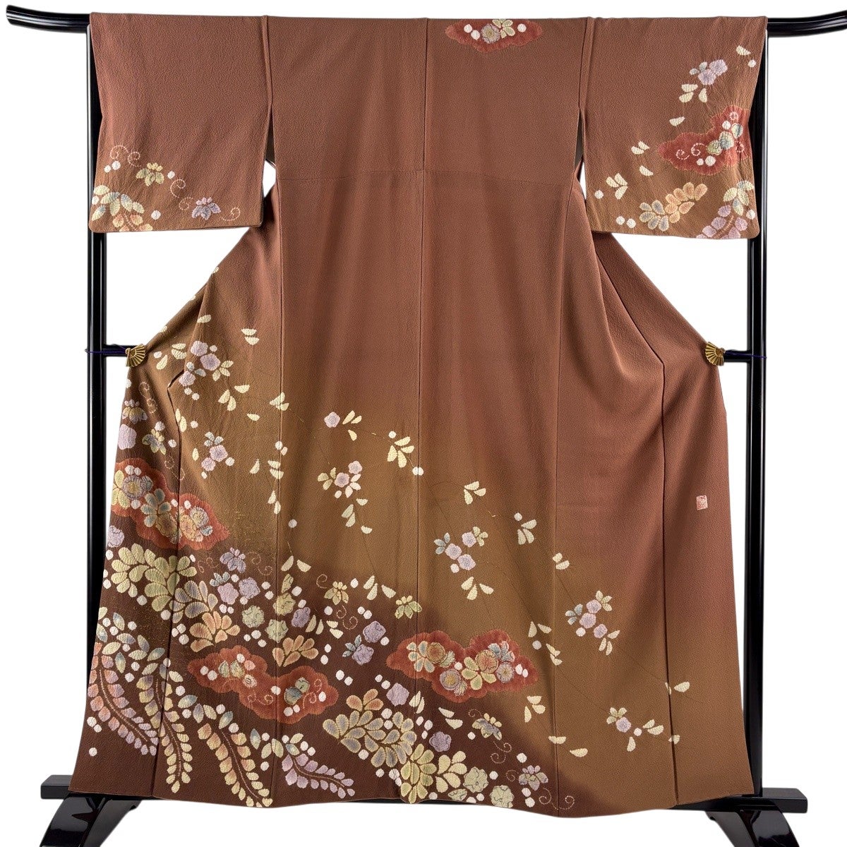 着物 正絹 辻ケ花柄 付け下げ 美品 訪問着 身丈162.5cm 裄丈65.5cm M 袷 滝泰 落款あり 辻が花柄 絞り