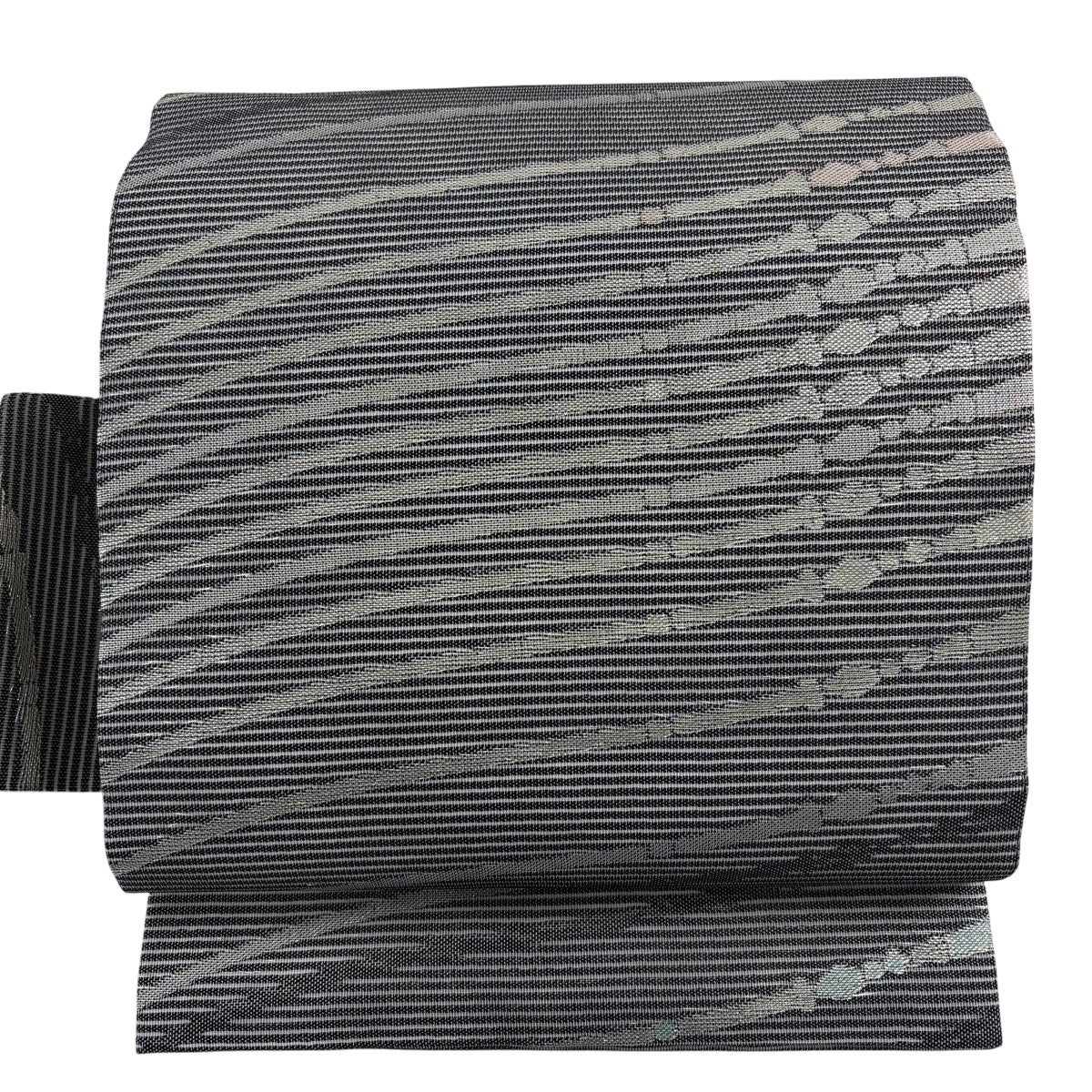 美品】 名古屋帯 秀品 夏帯 絽 幾何学 箔 紺色 正絹｜中古・古着