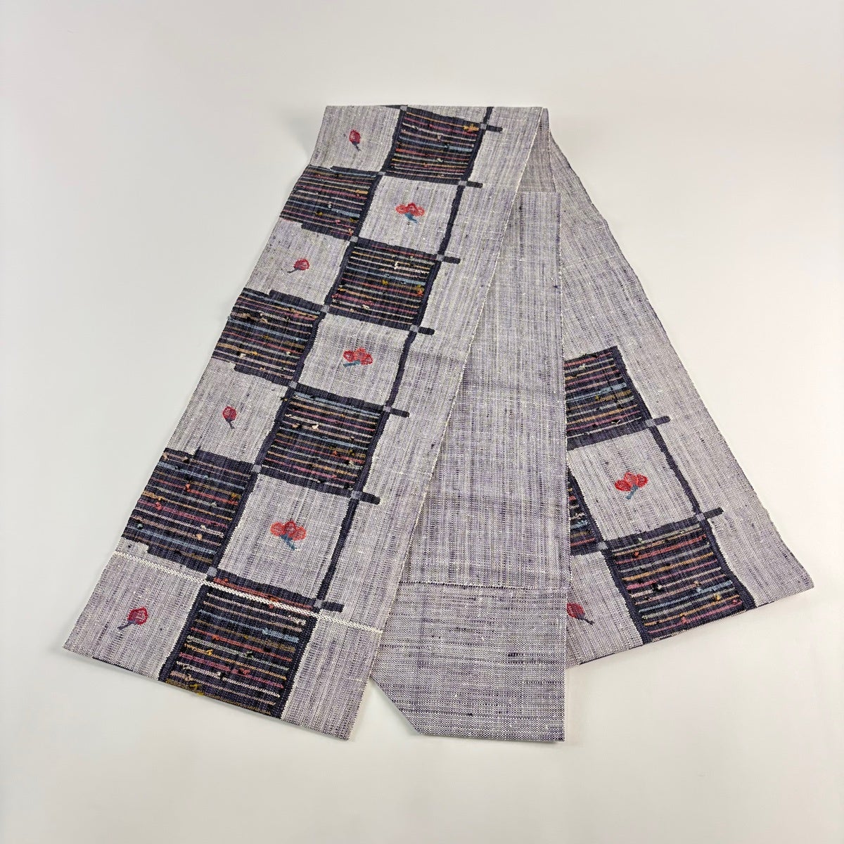 4-3 名古屋帯 八寸 美品 正絹 着物 松葉仕立て 紬 名古屋帯 秀品 松葉仕立て 八寸名古屋帯 トンネル仕立て 夏帯 夏紬地