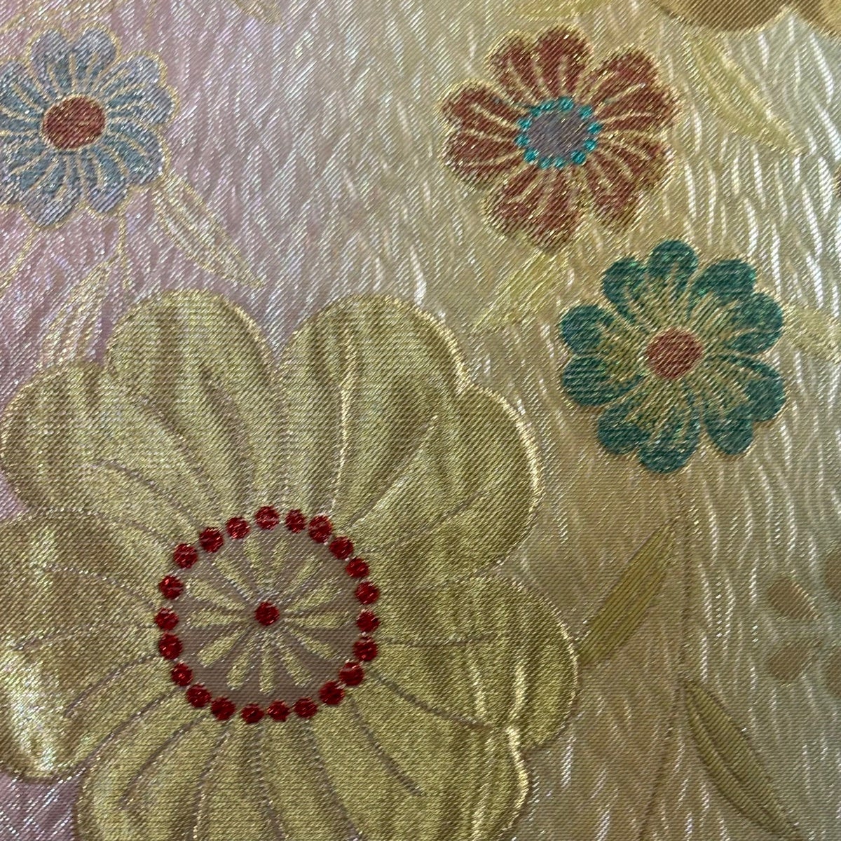 美品】 袋帯 秀品 桜 金糸 箔 薄緑 六通 正絹｜中古・古着・リサイクル