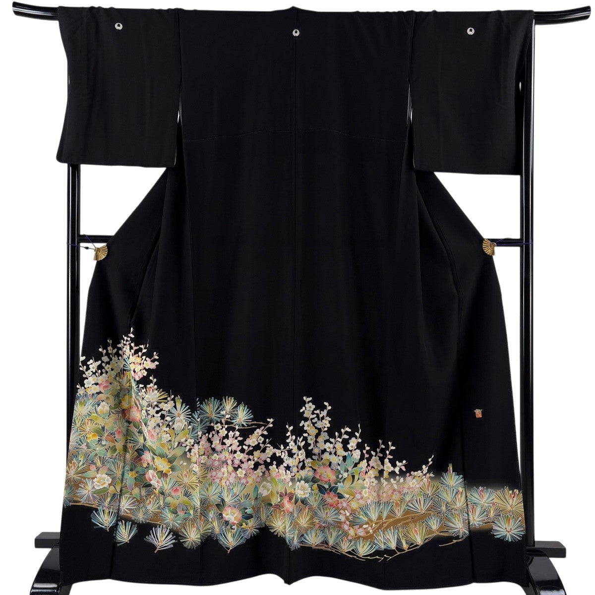 【美品】 色留袖 身丈159cm 裄丈63cm 正絹 秀品 【中古】 色留袖 身丈159cm 裄丈65cm M 袷 屏風 鶴 金彩 ぼかし 濃紫 正絹 秀品