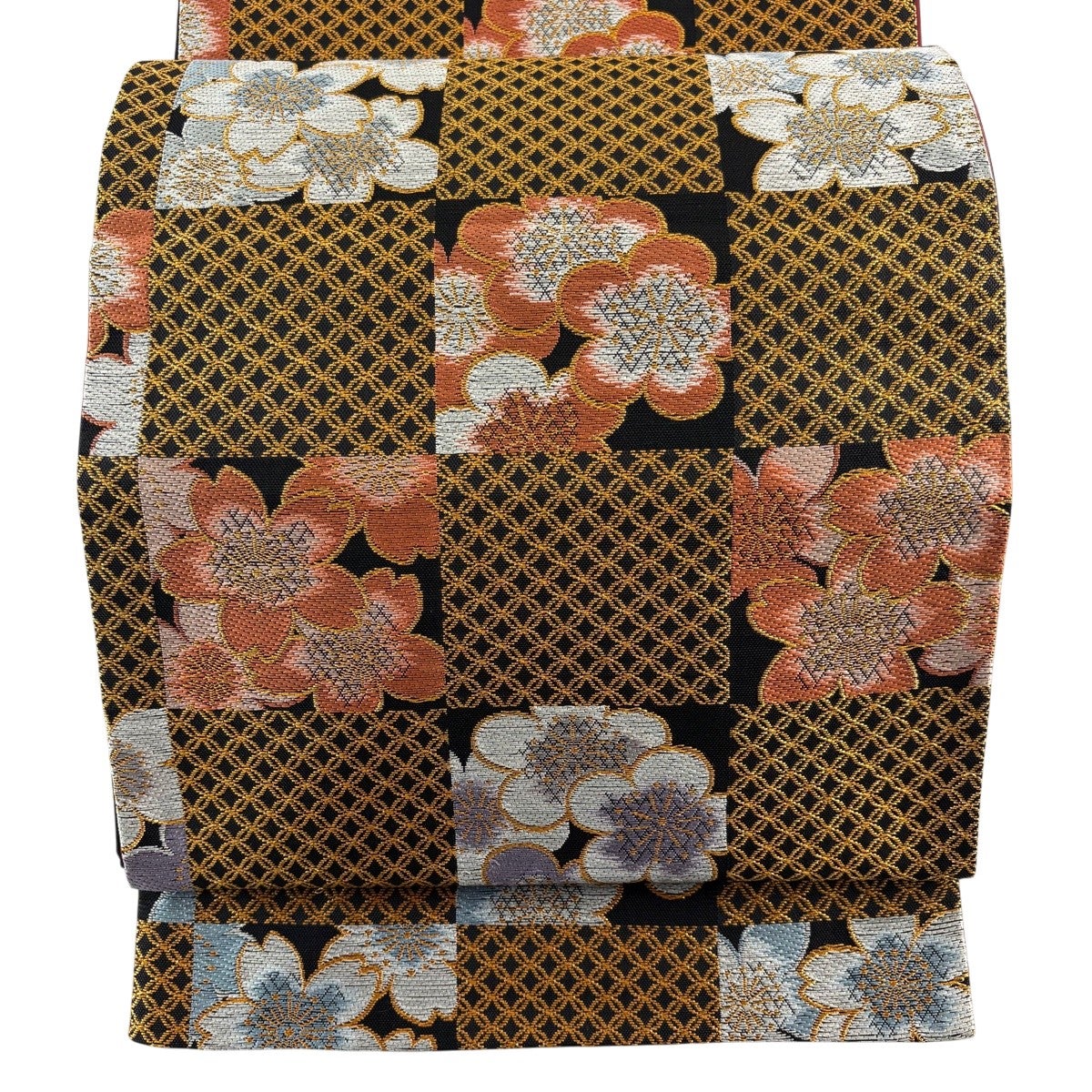 美品】 袋帯 秀品 幾何学 箔 灰緑 六通 正絹｜中古・古着・リサイクル