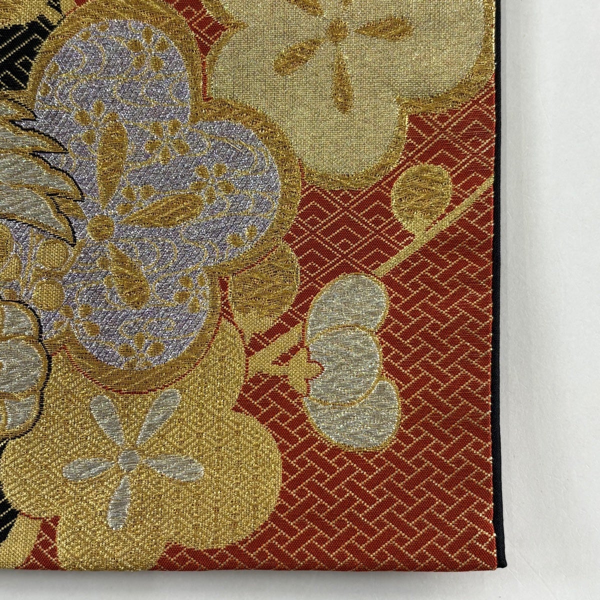 袋帯 秀品 鳥 花丸文 金銀糸 箔 朱色 六通 正絹｜中古・古着