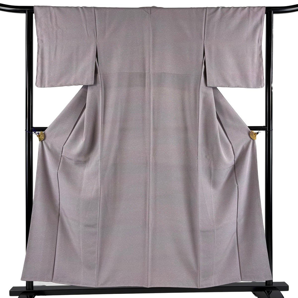 小紋 身丈155cm 裄丈61.5cm 正絹 秀品 【中古】 美品】 小紋 身丈155cm 裄丈63.5cm S 袷 草花 金彩 灰紫 正絹 秀品