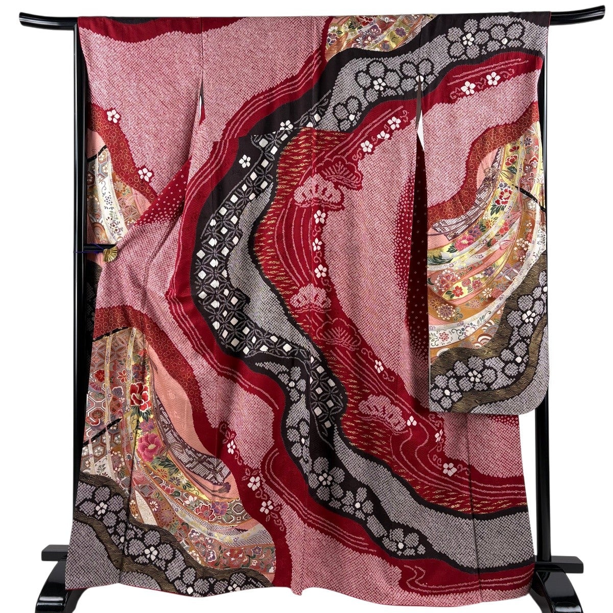 振袖 身丈167.5cm 裄丈67cm 正絹 秀品 【中古】 振袖 身丈167.5cm 裄丈67cm M 袷 草花 金彩 ぼかし 青紫 正絹 秀品