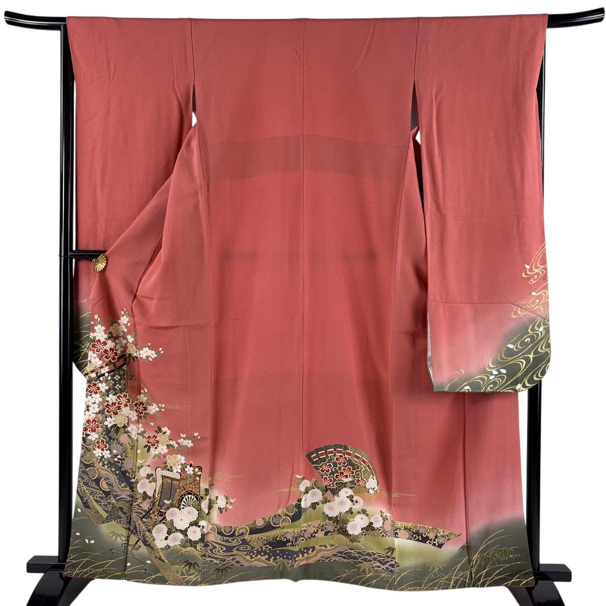 振袖 身丈160cm 裄丈63.5cm 正絹 秀品 【中古】 振袖 身丈160cm 裄丈66cm M 袷 やまと 御所車 桜 金彩 ぼかし ピンク