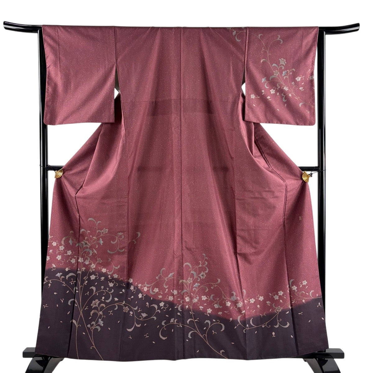 【美品】 付下げ 身丈164cm 裄丈66cm 正絹 名品 【中古】 美品】 付下げ 身丈164cm 裄丈66cm M 袷 やまと 桜 地紋 赤紫 正絹