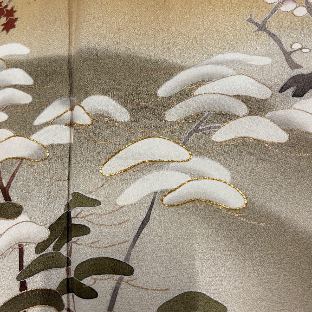訪問着 身丈158.5cm 裄丈68.5cm L 袷 笠松 波 金彩 金糸 ベージュ 正絹