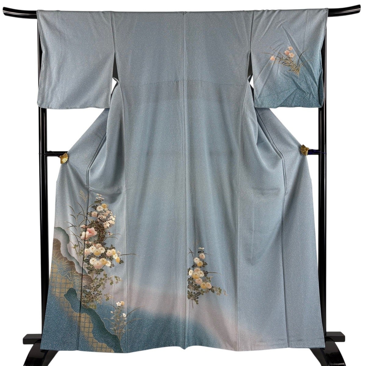 付下げ 美品 秀品 154cm 65cm 正絹 【中古】 付下げ 身丈154cm 裄丈66cm M 袷 人物 お興し ぼかし 灰紫 正絹 優品