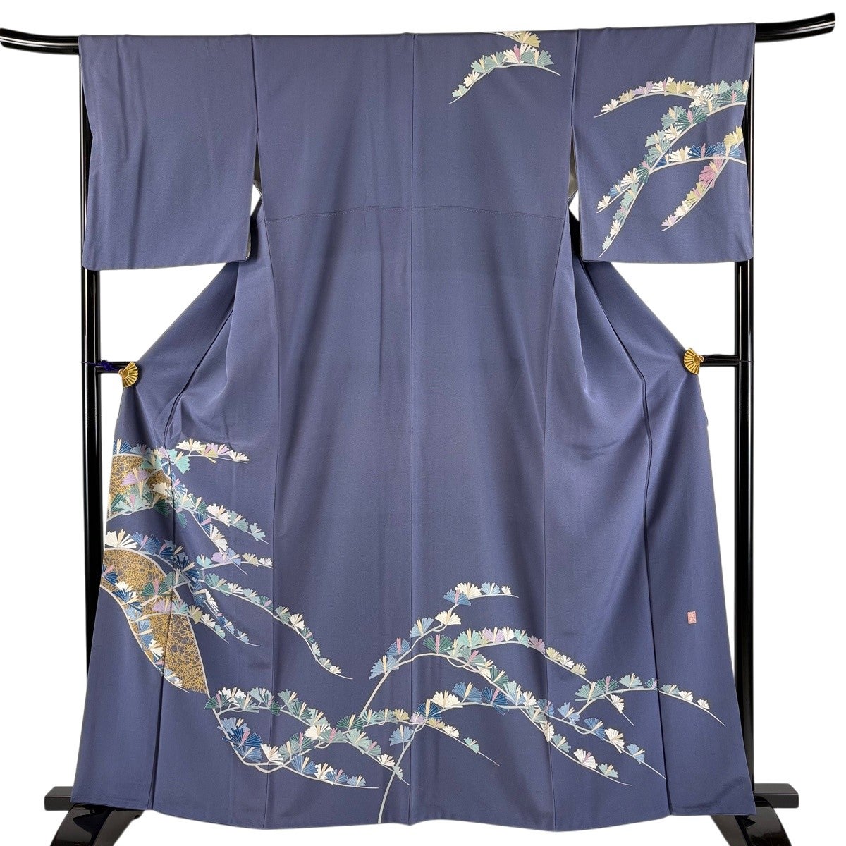 訪問着 逸品 身丈160cm 裄丈64cm 正絹 【中古】 訪問着 身丈164.5cm 裄丈64cm M 袷 千總 落款あり 松竹梅 鶴 刺繍 金彩