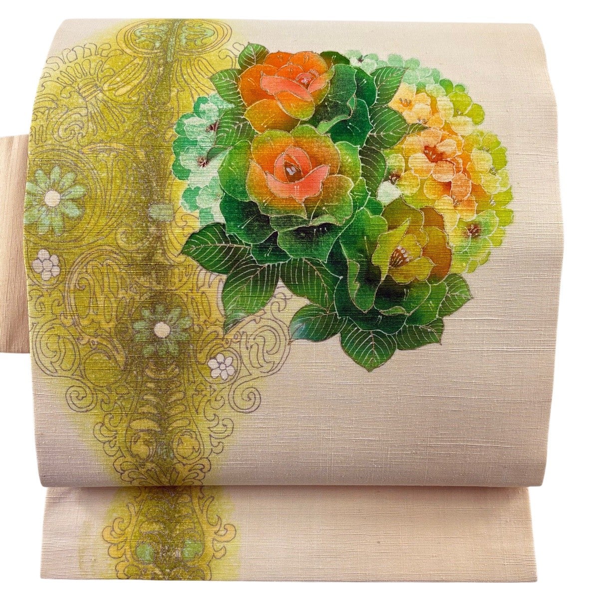 名古屋帯 名品 正絹 【中古】 美品】 名古屋帯 優品 草花 鳥 箔 茶紫 正絹｜中古・古着・リサイクル