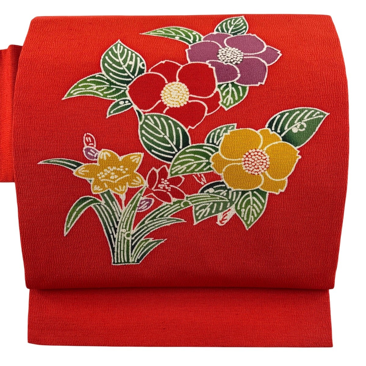 名古屋帯 逸品 正絹 【中古】 40%OFF 名古屋帯 逸品 落款あり 鳥獣戯画 縮緬 薄緑 正絹 K30｜中古