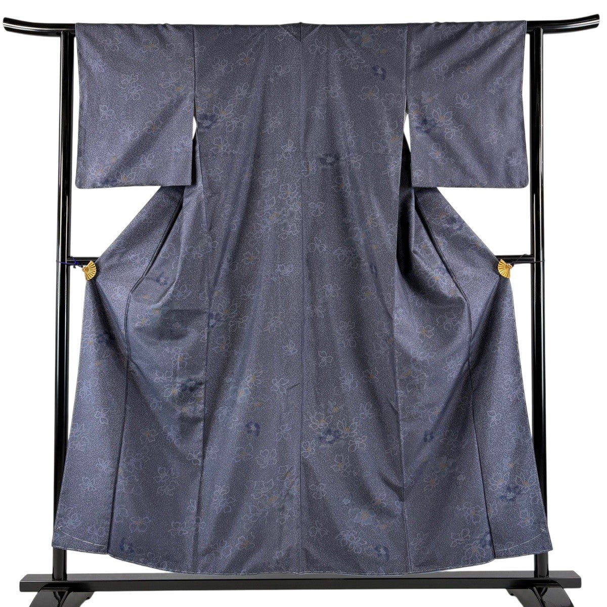 大島紬 美品 逸品 身丈166cm 裄丈63.5cm 正絹 【中古】 美品】 小紋 身丈155cm 裄丈62cm S 袷 大島紬地 証紙あり 花 灰紫 正絹
