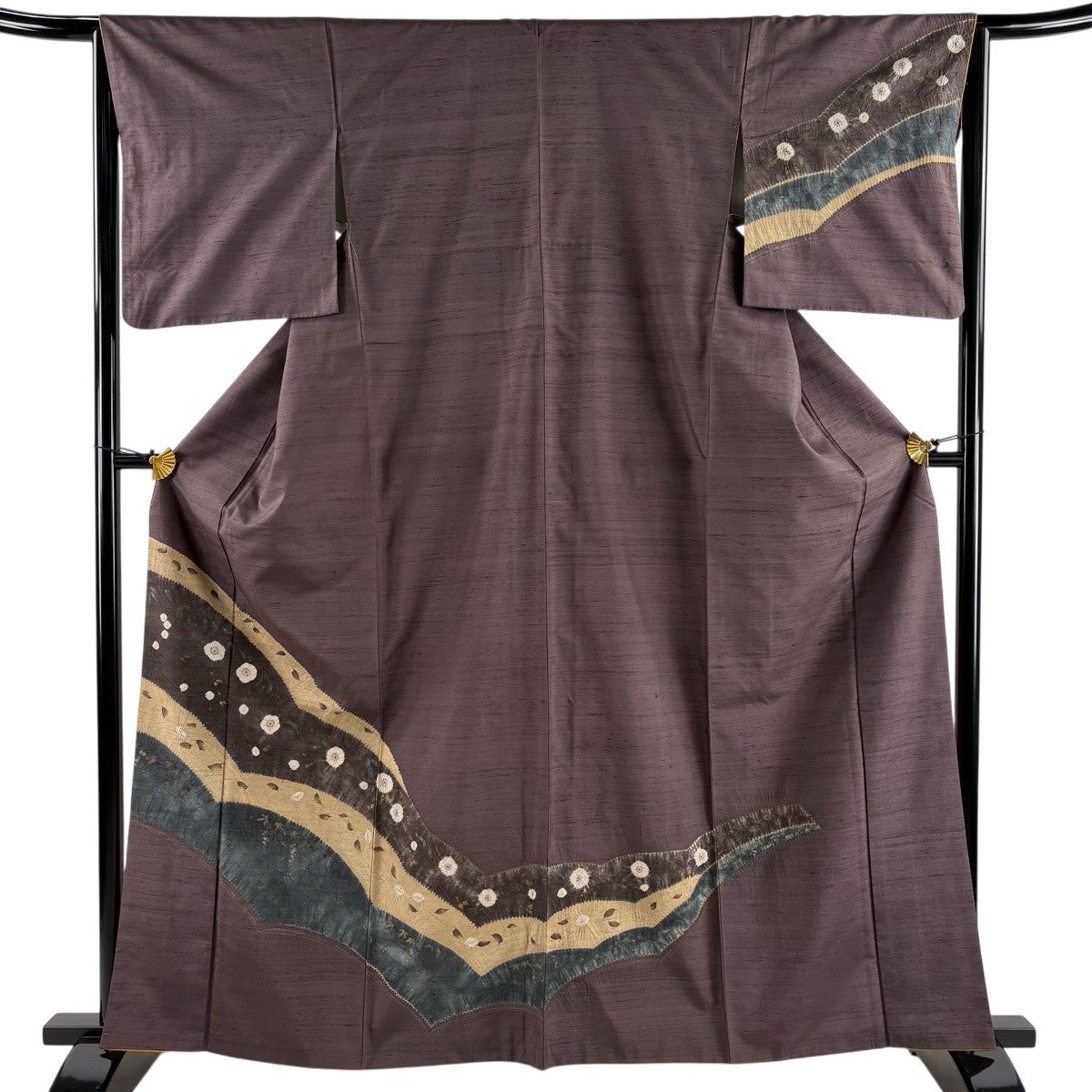 【美品】 道行 身丈89cm 裄丈65.5cm 正絹 秀品 【中古】 美品 道行 身丈90cm 裄丈65cm M 和装コート 角衿 格子 紫 正絹 秀品