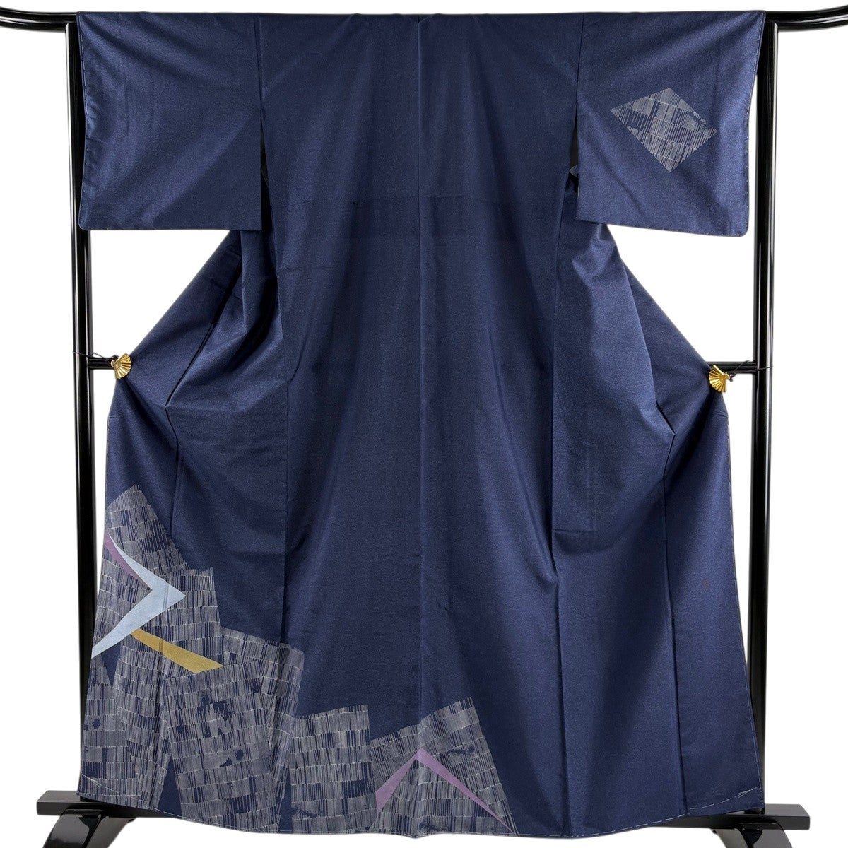 美品】 付下げ 身丈162cm 裄丈64.5cm M 袷 紬地 落款あり 幾何学模様