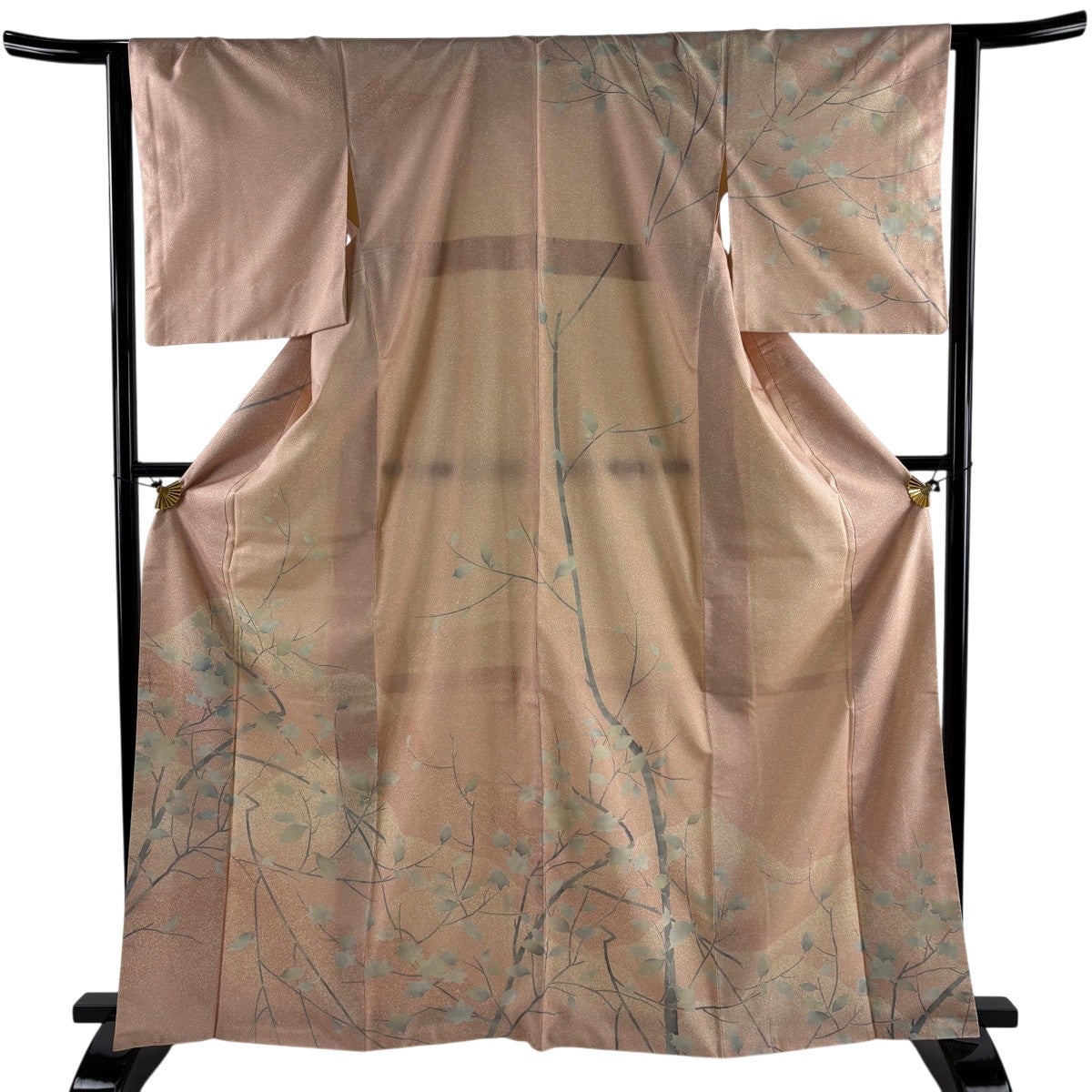 訪問着 身丈160cm 裄丈65cm 正絹 名品 【中古】 付下げ 身丈160.5cm 裄丈63cm S 袷 器物 霞 銀糸 刺繍 灰紫 正絹 秀品