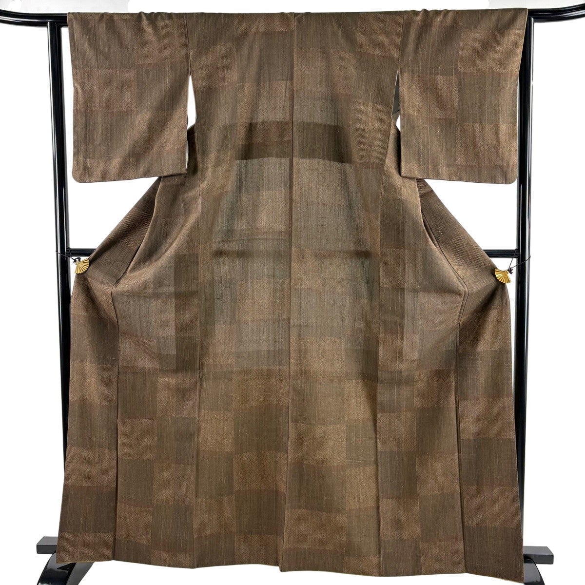 【美品】 道行 身丈98cm 裄丈67cm 正絹 秀品 【中古】 美品 道行 身丈90cm 裄丈65cm M 和装コート 角衿 格子 紫 正絹 秀品
