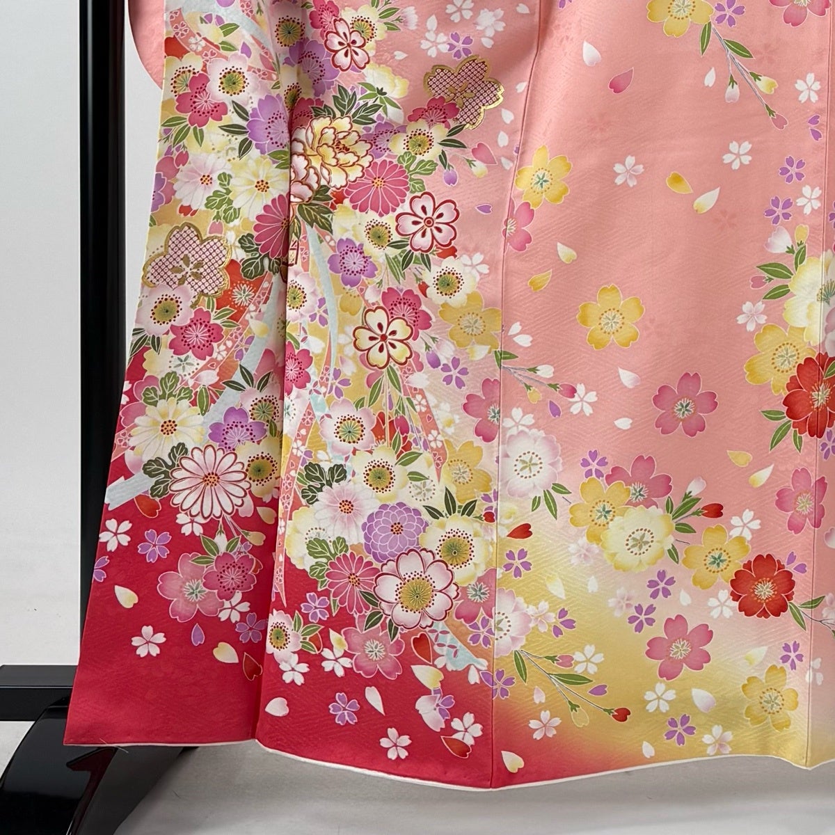 振袖 身丈163.5cm 裄丈67cm M 袷 袋帯フルセット 花籠 桜 金彩