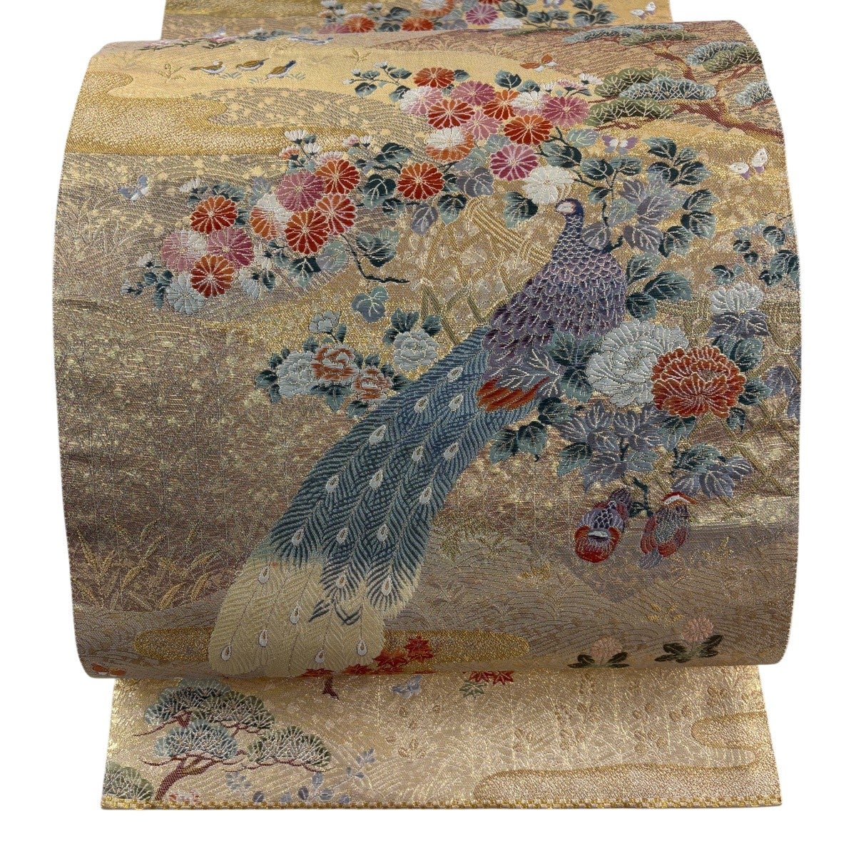 袋帯 秀品 鳳凰 草花 金糸 箔 金色 六通 正絹｜中古・古着・リサイクル