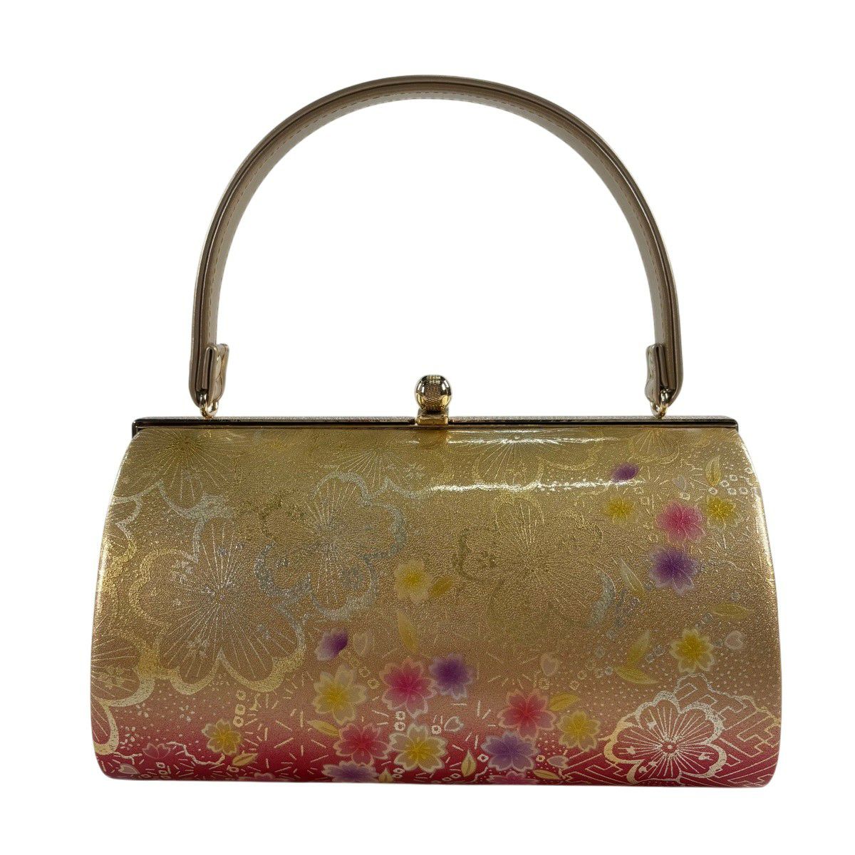 美品】和装バッグ 優品 フォーマル 桜 金彩 黒 和装小物｜中古・古着