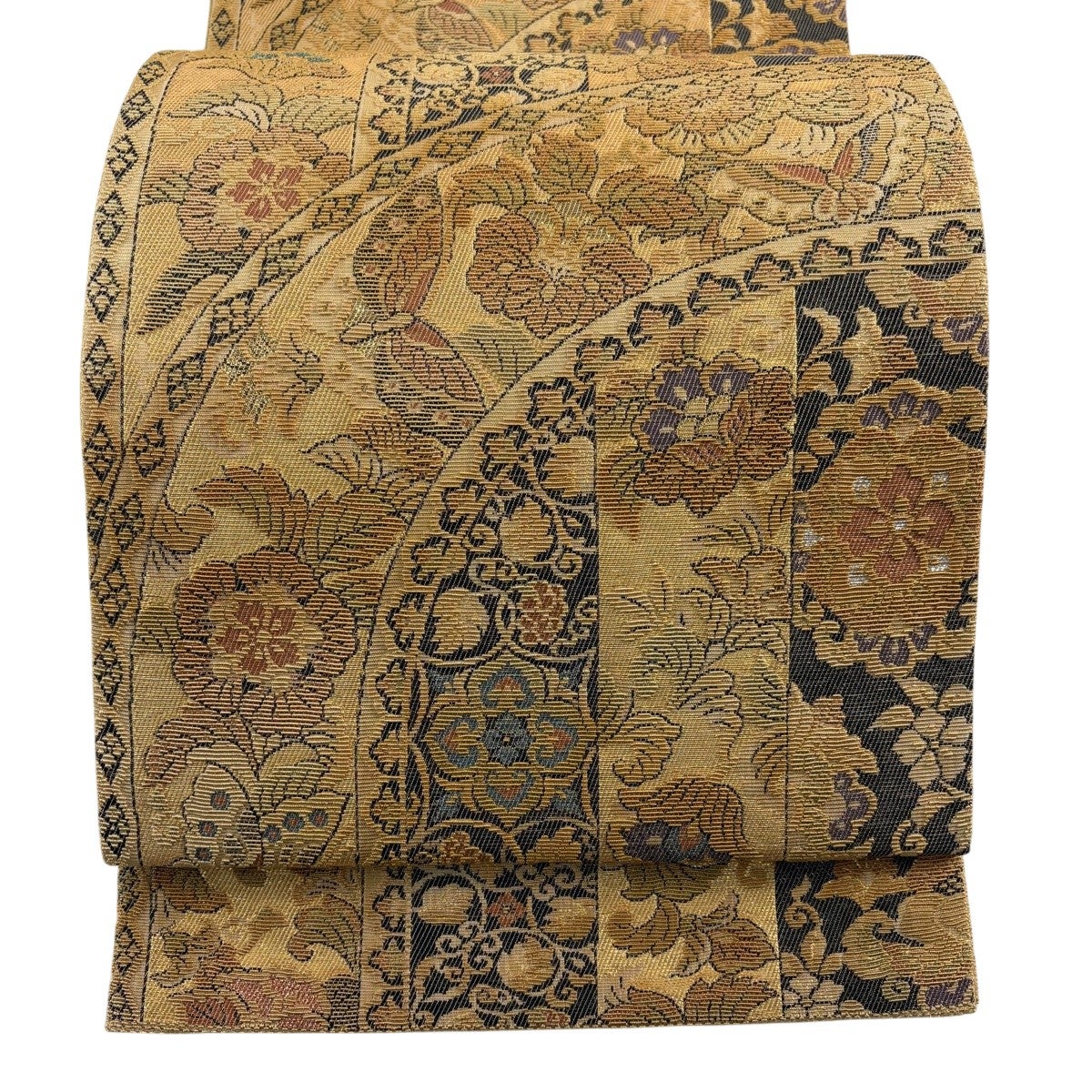 50%OFF 和装バッグ 逸品 OKAJIMA セミフォーマル 象 草花 金彩 縮緬