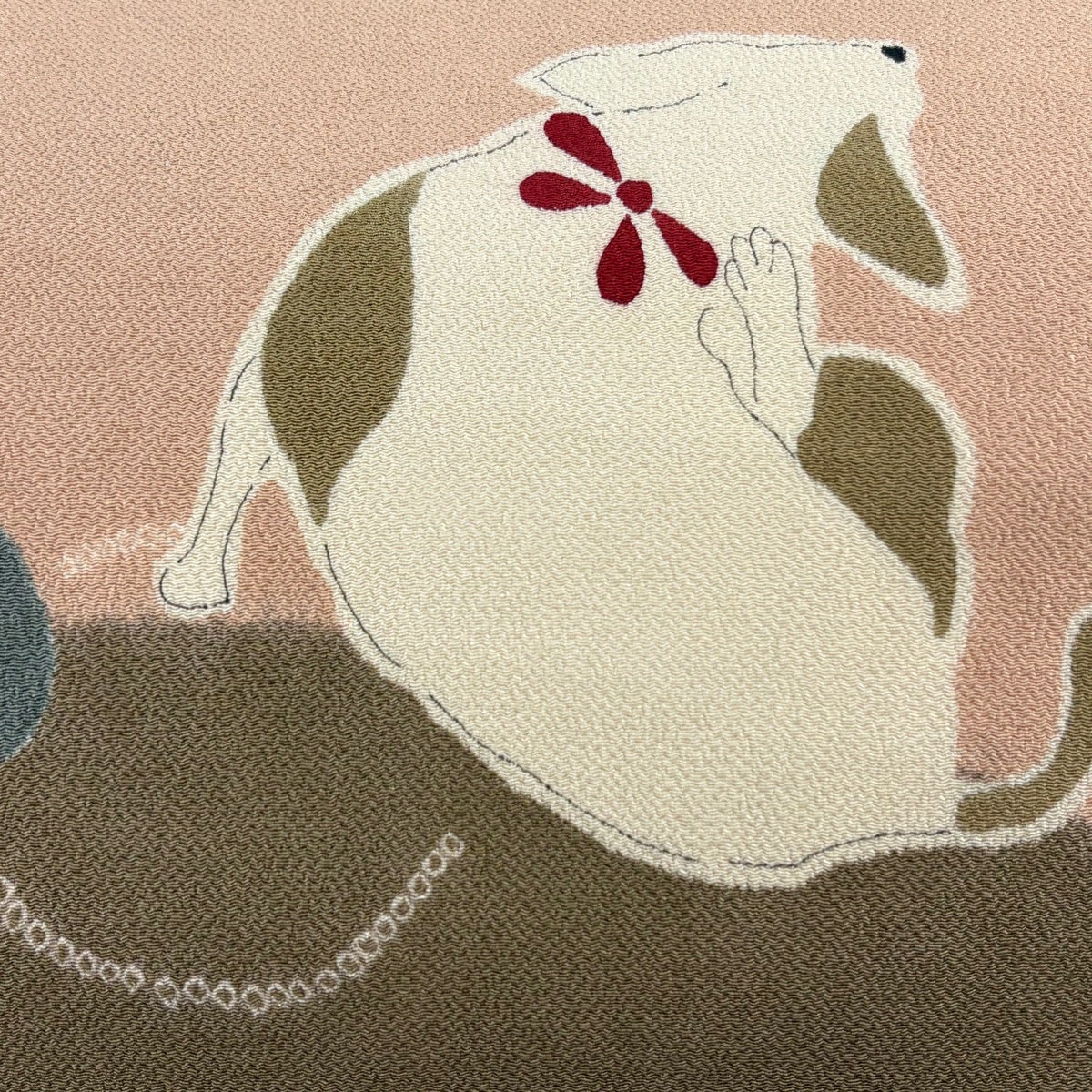 美品】 名古屋帯 逸品 犬 骨 縮緬 薄ピンク 正絹|中古・古着 美品】 名古屋帯 逸品 犬 骨 縮緬 薄ピンク 正絹|中古・古着