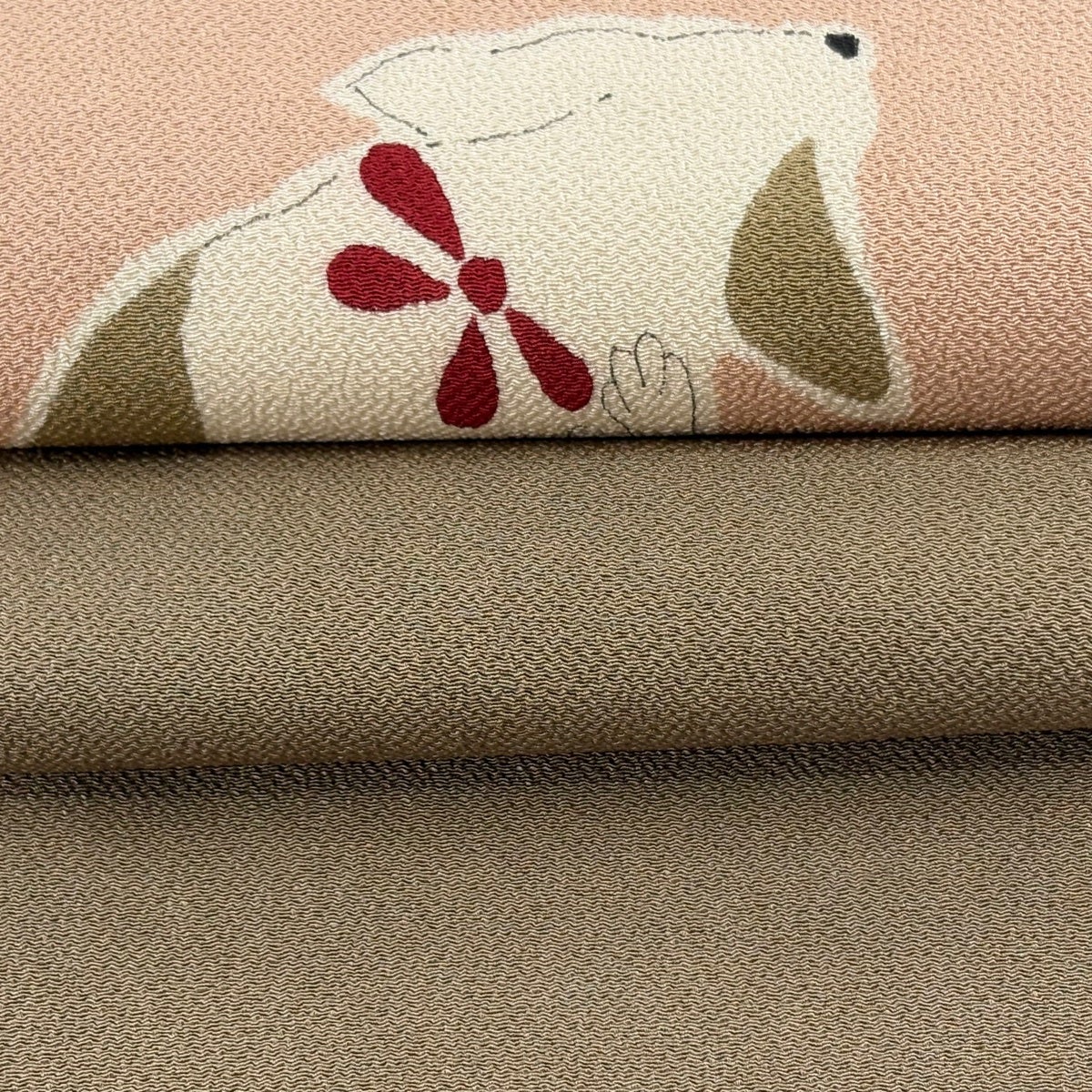 美品】 名古屋帯 逸品 犬 骨 縮緬 薄ピンク 正絹｜中古・古着
