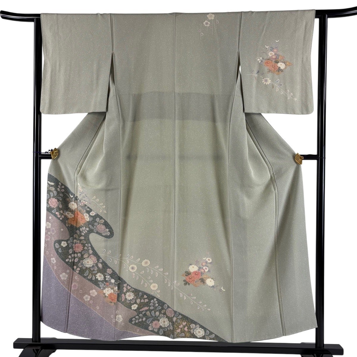 「縁」154ｃｍ～160ｃｍ 単衣 バチ衿 海老茶色 紬着尺 正絹 Ｃ３０４ 縁」154cm～160cm 単衣 バチ衿 海老茶色 紬着尺 正絹 C304