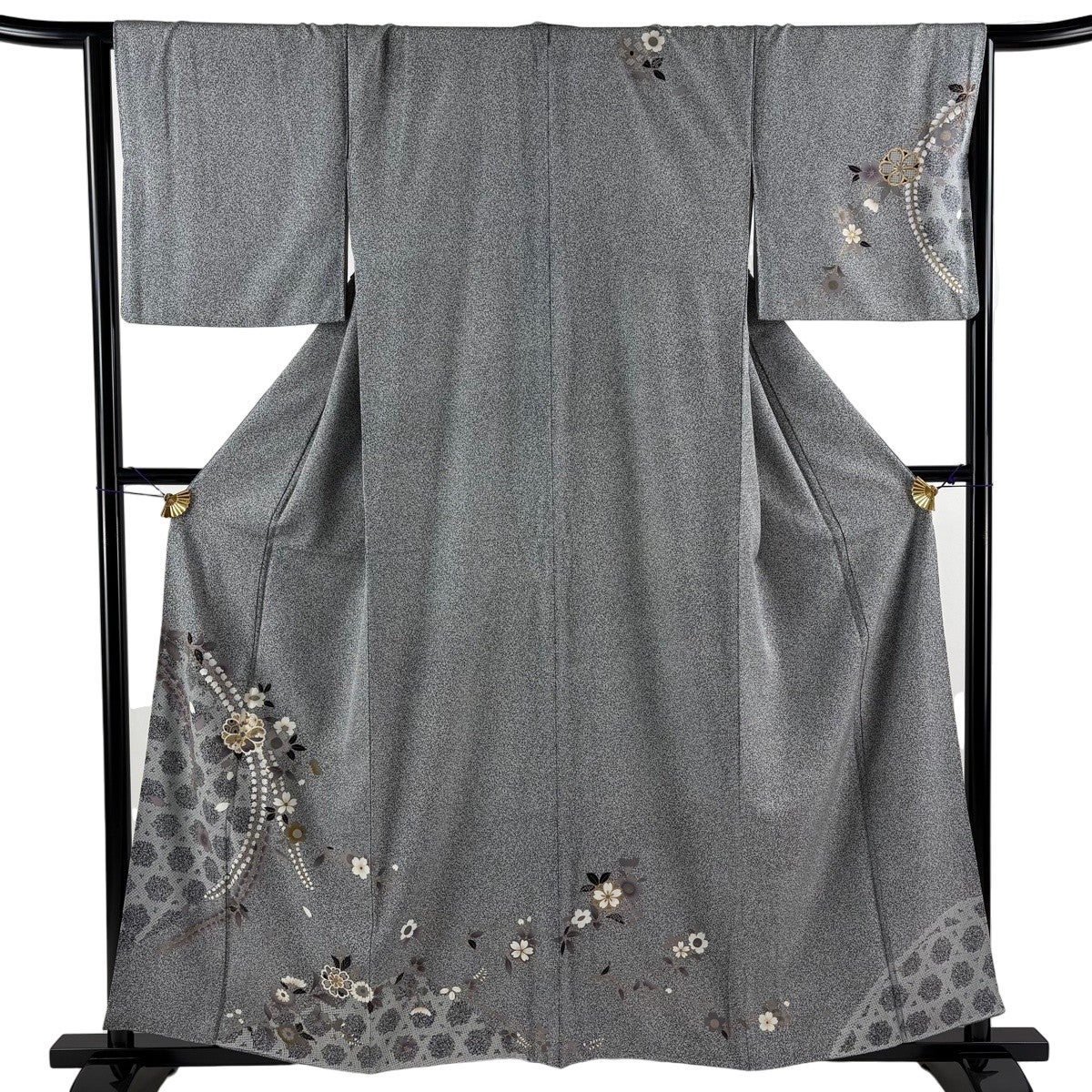 訪問着 着物 中古 正絹 袷 フォーマル 紋付き 波文 灰色 多色 身丈167cm 裄67.5cm L トール きもの北條 A1052-5 訪問着 着物 中古 正絹 袷 フォーマル 紋付き 波文 灰色 多色 身丈