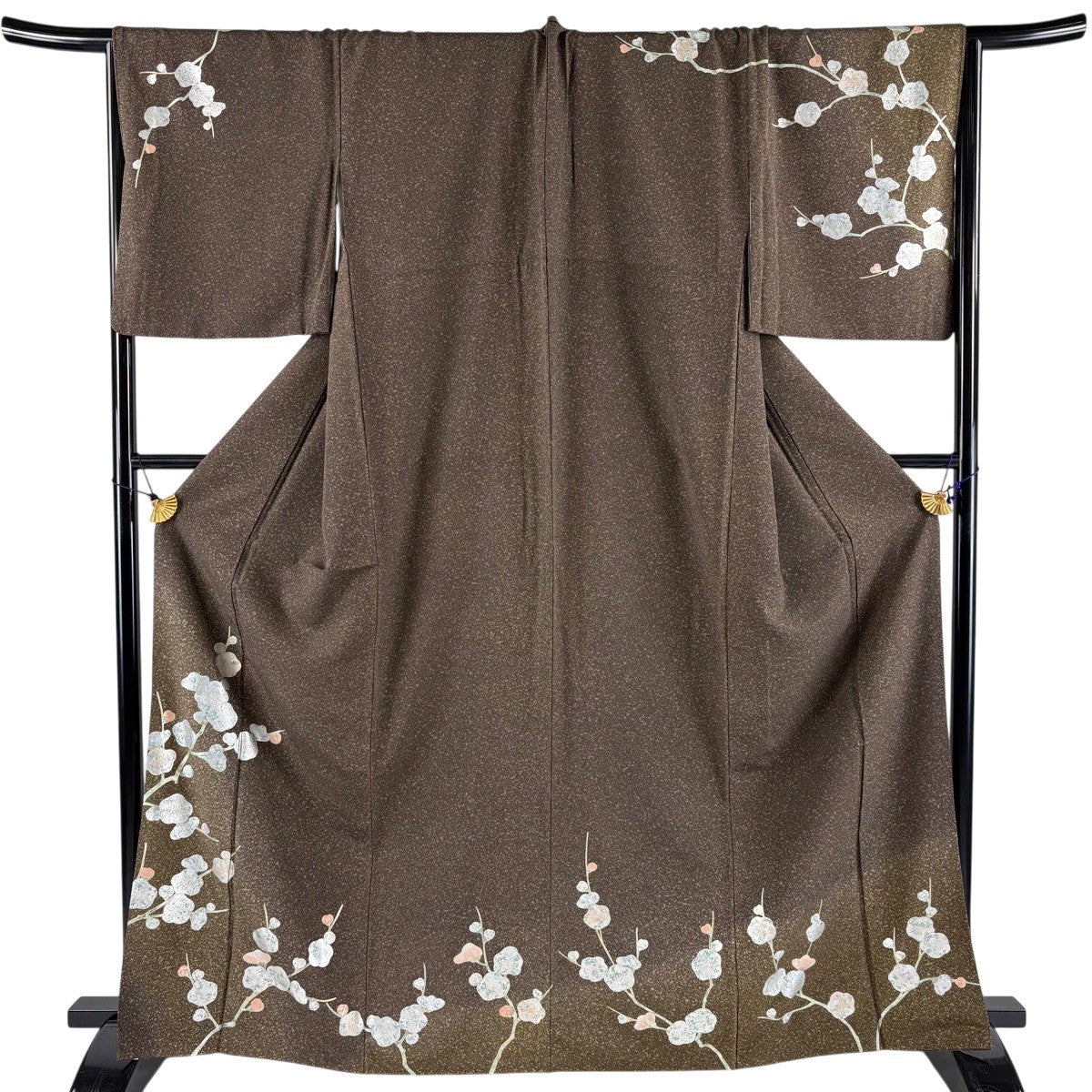 訪問着 身丈161.5cm 裄丈65cm M 袷 落款あり 菊 枝梅 金銀彩 ピンク