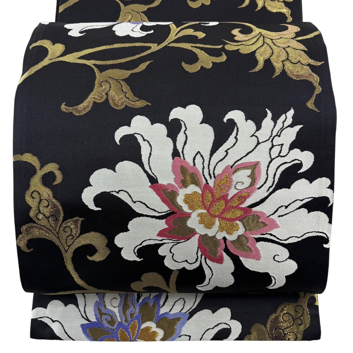 黒色 金糸☆六通 袋帯☆正絹☆更紗花唐草文☆金襴☆西陣織 美品】 袋帯 秀品 花唐草 金糸 黒 六通 正絹｜中古・古着・リサイクル
