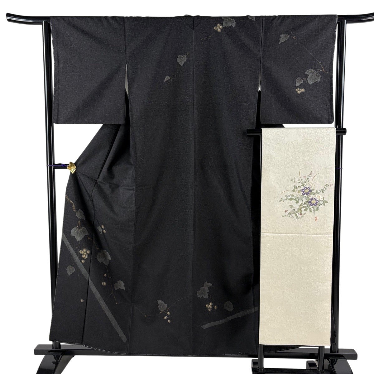 美品】 訪問着 身丈158cm 裄丈63.5cm S 袷 名古屋帯セット 紬地 ます