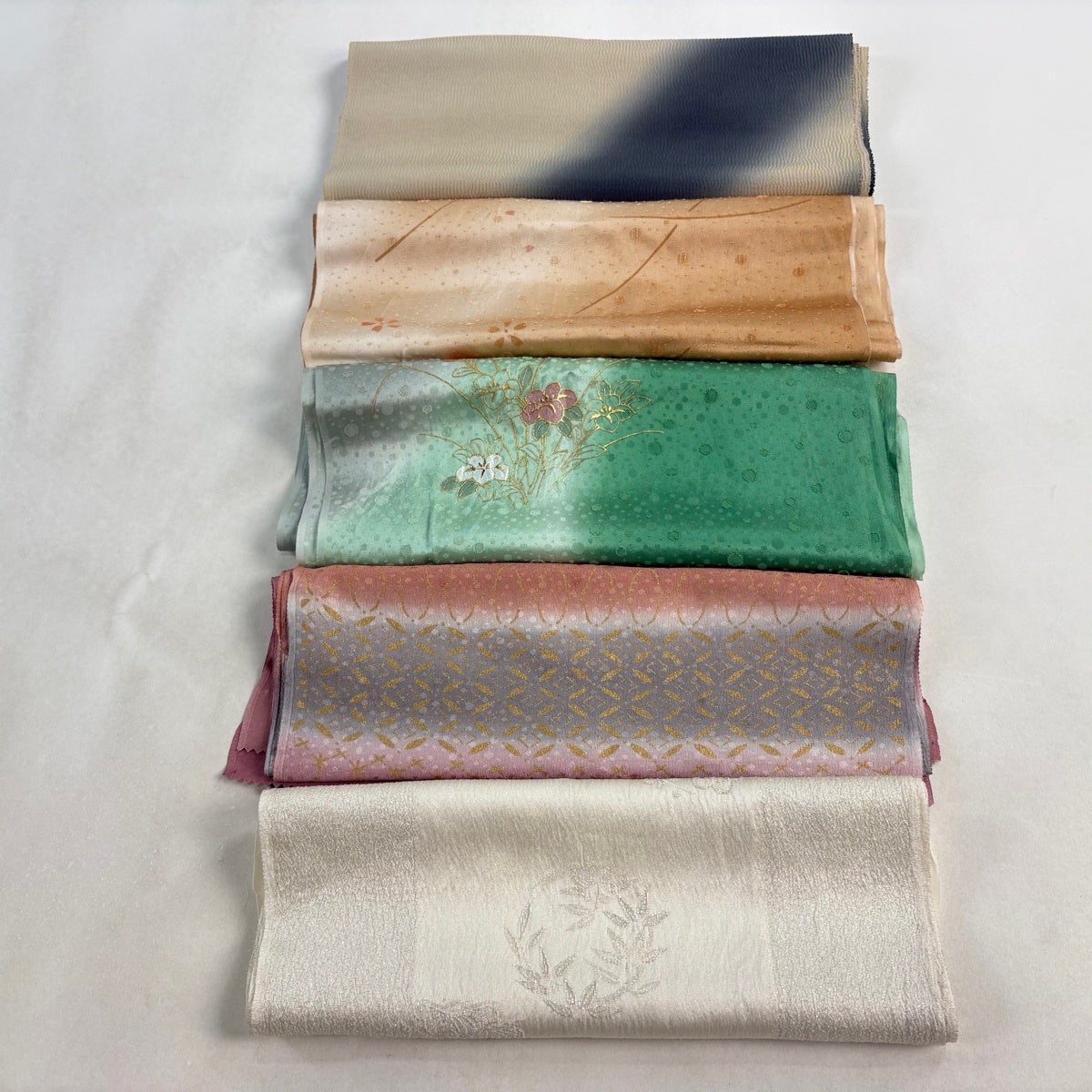 帯揚げ 優品 帯揚げ5枚セット 薄緑 正絹 和装小物｜中古・古着