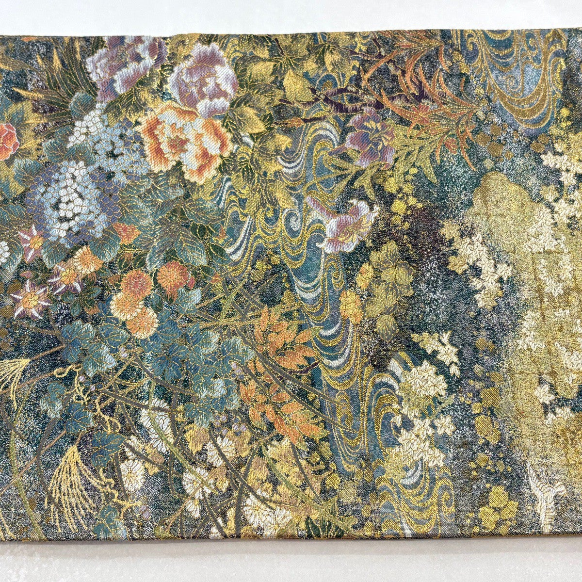 美品】 丸帯 逸品 本金箔全通丸帯 光琳抱一 琳派四季彩 扇面 草花 金糸