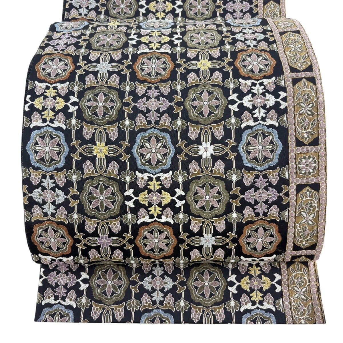 すごい値！袋帯 新小石丸 松煙染 唐織 正絹 金糸 刺繍 濃グレー モダン 新古品 カジュアル 仕立て上がり みやがわ neb00341 袋帯 フォーマル 未使用 正絹 京都 西陣 織文意匠 鈴木 唐織 水衣錦