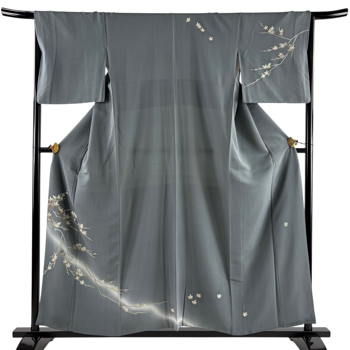 訪問着 美品 名品 身丈157cm 裄丈64.5cm 正絹 【中古】 訪問着 身丈157cm 裄丈65.5cm M 袷 落款あり 枝花 葉柄 ぼかし 水色