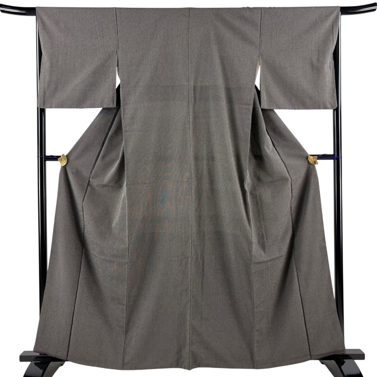 美品】 お召 身丈151.5cm 裄丈66.5cm M 袷 本塩沢 証紙あり 縦縞 黒灰