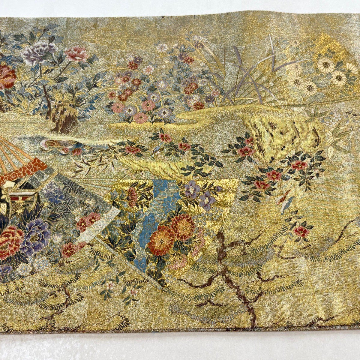 戦前アンティーク丸帯長さ392美品✨黄金色に吉祥文様の扇面が舞う 2026年最新】丸帯 アンティークの人気アイテム - メルカリ