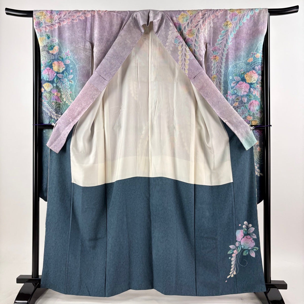 美品】 振袖 身丈162.5cm 裄丈66.5cm M 袷 落款あり 辻が花 銀通し