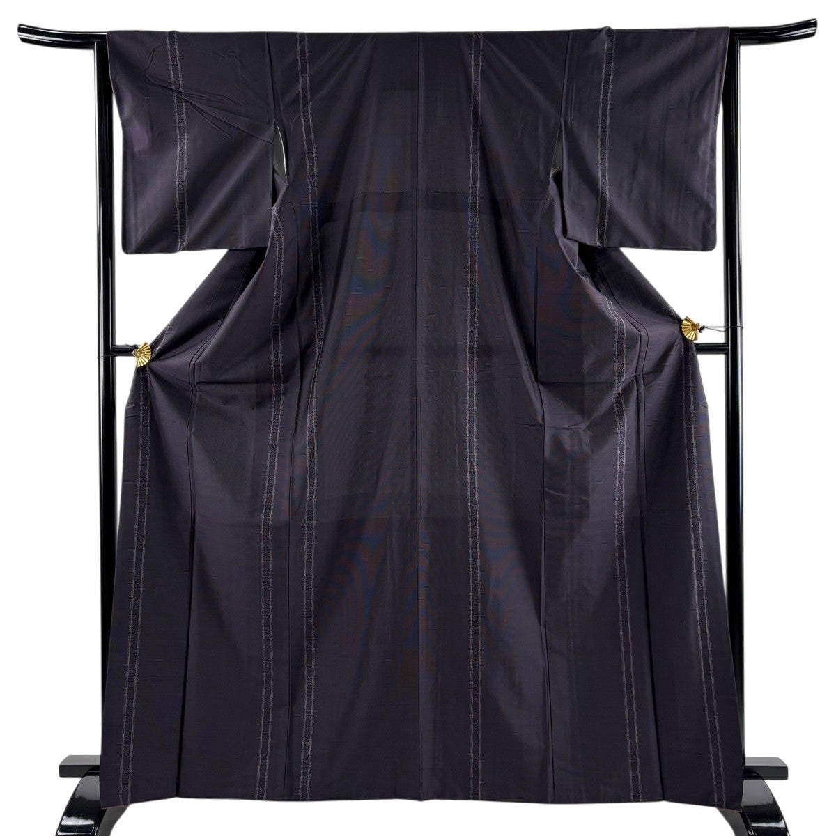 【美品】 紬 身丈165cm 裄丈68.5cm 正絹 逸品 【中古】 紬 身丈165.5cm 裄丈66cm M 袷 加賀梅染 岡本幸治 落款あり 証紙あり