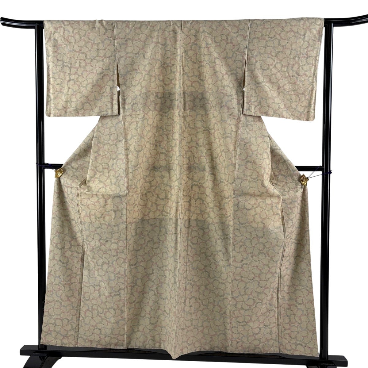 美品】 結城紬 身丈159cm 裄丈63cm S 袷 100亀甲 証紙あり 捻梅 亀甲