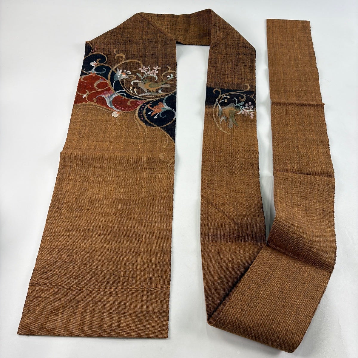美品】 名古屋帯 名品 渡文 落款あり 証紙あり 紬地 八寸名古屋帯 花