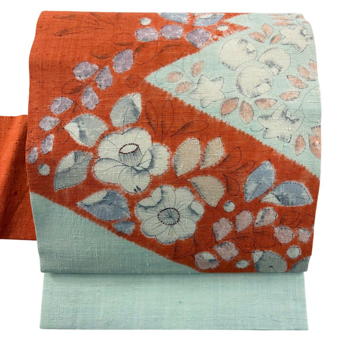 名古屋帯　唐花模様　唐草模様　オレンジ　着物　112t 名古屋帯 未使用 オレンジ 唐草花文様 金糸 - メルカリ