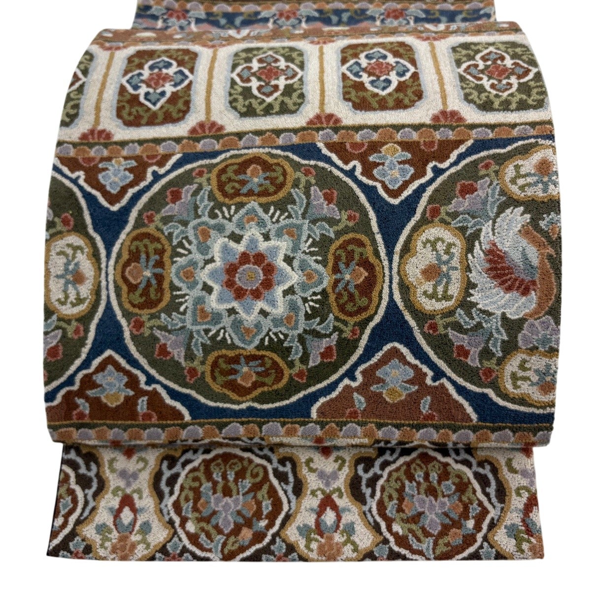 20%OFF 袋帯 逸品 華文 花鳥 相良刺繍 茶色 六通 正絹 K30｜中古・古着