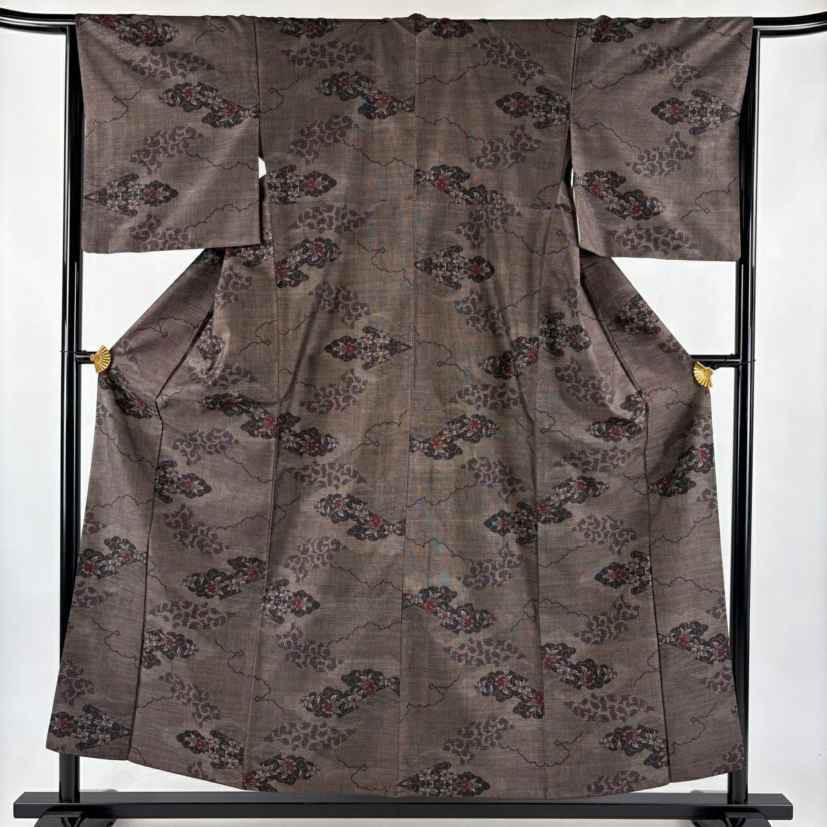 袋帯 秀品 夏帯 草花 雲文 金銀糸 唐織 薄オレンジ 六通 正絹｜中古