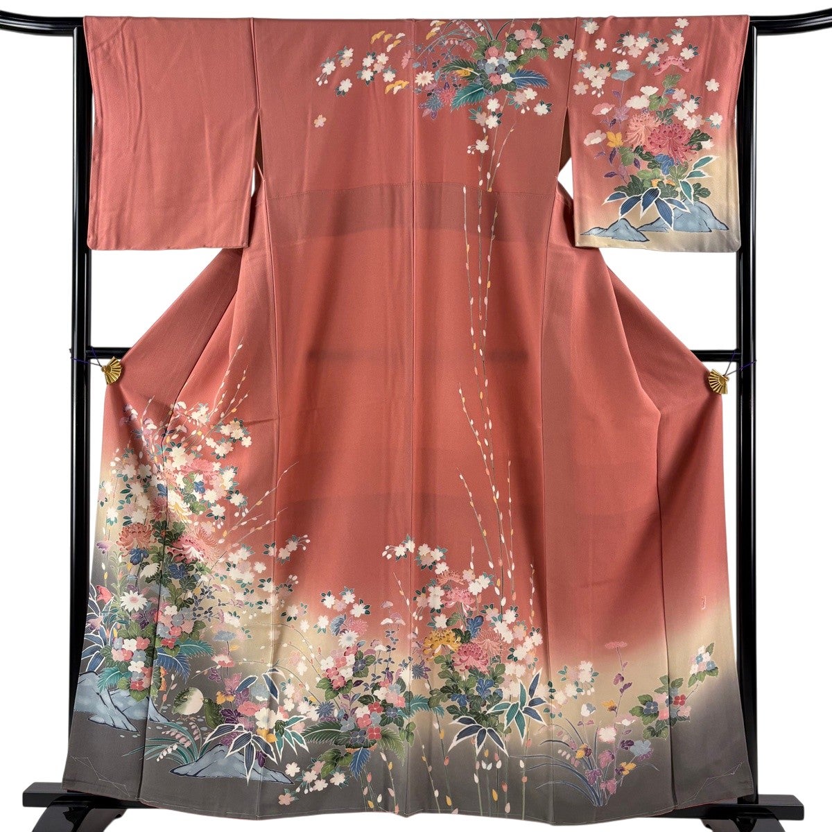 美品】 袋帯 名品 辻が花 銀糸 ぼかし 緑 お太鼓柄 正絹｜中古・古着