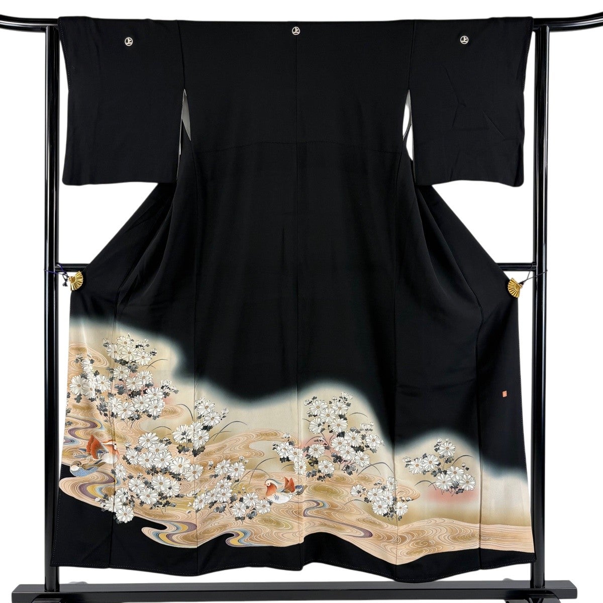 色留袖 美品 秀品 161cm 64cm 正絹 【中古】 色留袖 訪問着仕立て レディース 正絹 桃ベージュ 金 梅 身丈167cm 裄