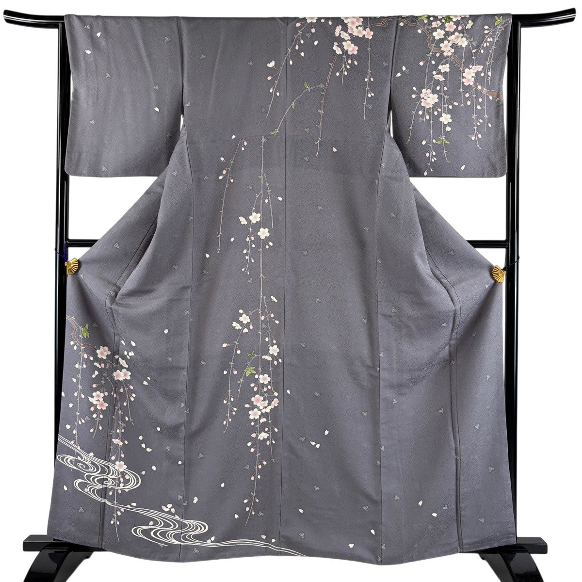 美品】 袋帯 名品 坂東三津五郎 落款あり 花布季 やまと 桜楓 菱格子
