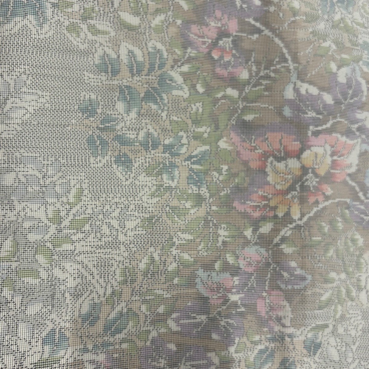 美品】 大島紬 身丈160.5cm 裄丈64.5cm M 袷 証紙あり 草花 枝花 灰色